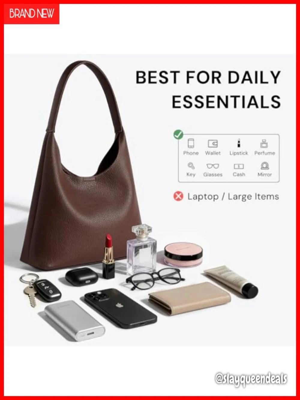 Small Slouchy Hobo Purse, Soft Vegan Leather Shoulder Bag, Everyday Tote Handbag